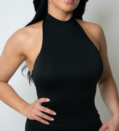 Noir High Neck Halter Top