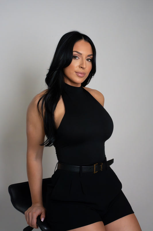 Noir High Neck Halter Top